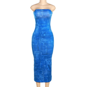 Jeans printed sleeveless dress