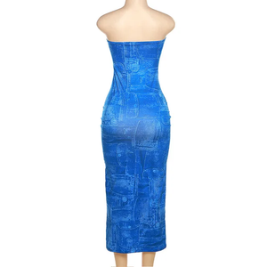 Jeans printed sleeveless dress